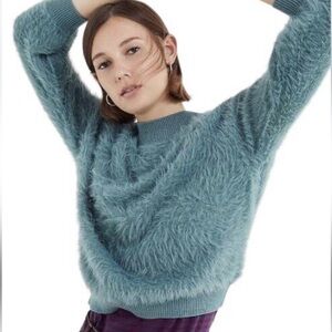 Urban Outfitters Sweet As A Peach Fuzzy Mock Neck Sweater
